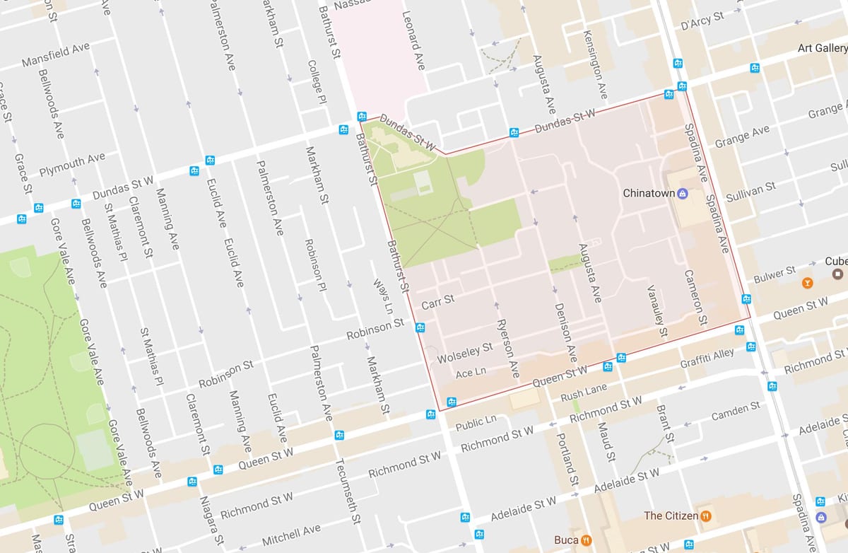 Karte Alexandra park kaimiņattiecību Toronto