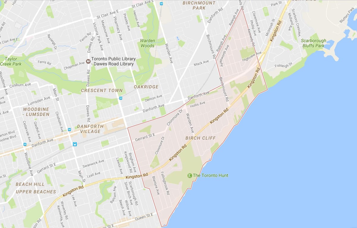 Karte Bērzu Klints kaimiņattiecību Toronto