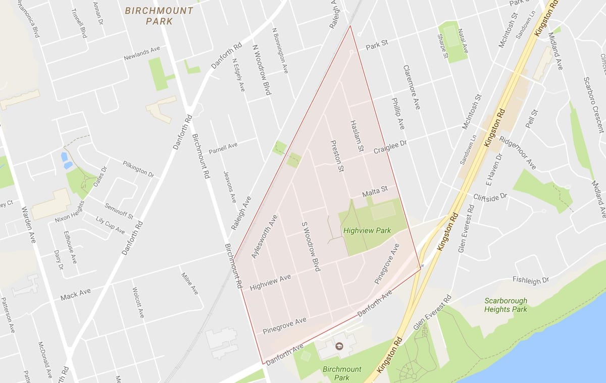 Karte Bērzu Klints Virsotnes kaimiņattiecību Toronto