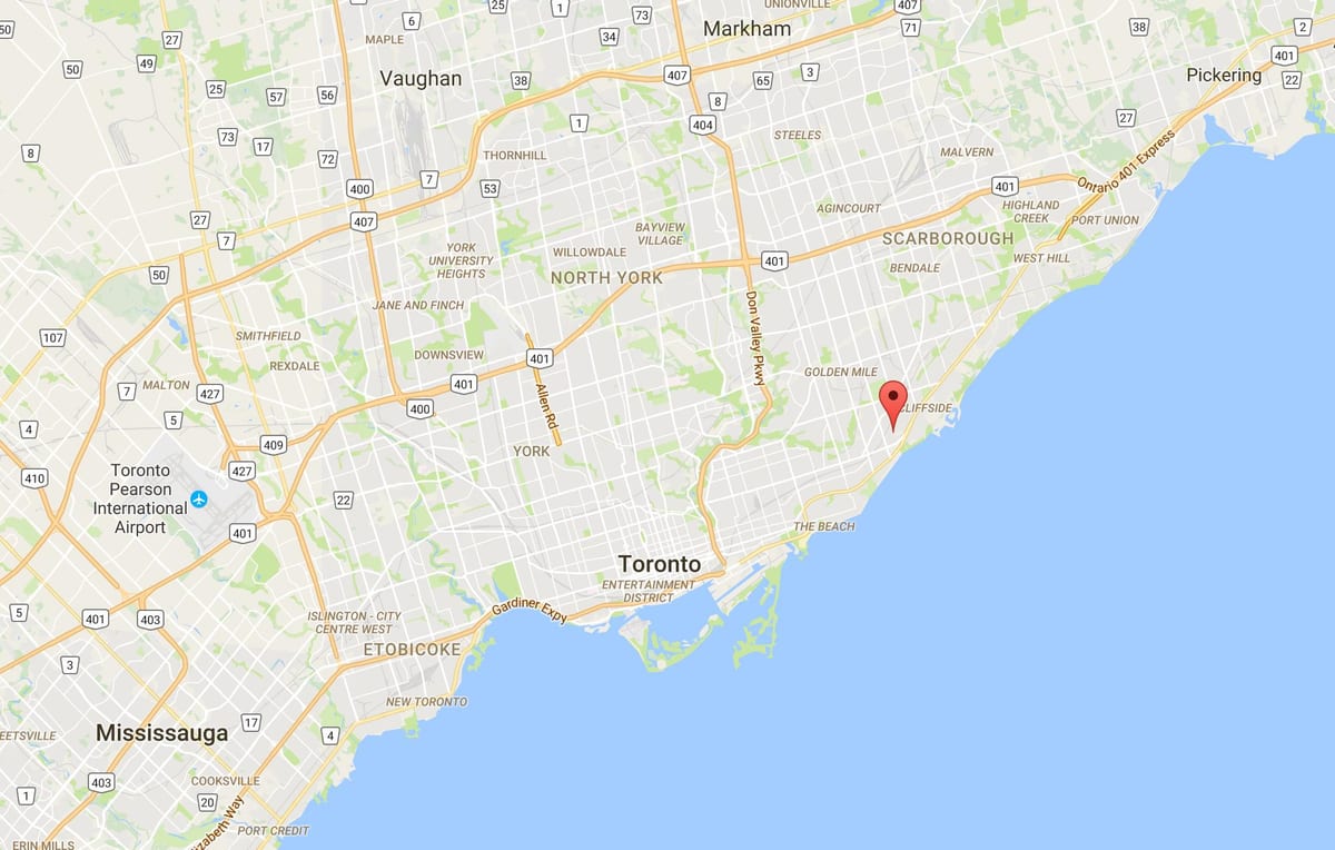 Karte Bērzu Klints Virsotnes rajonā Toronto