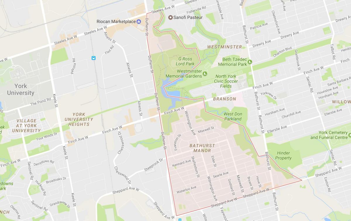 Karte Bathurst Muižas apkaimē Toronto