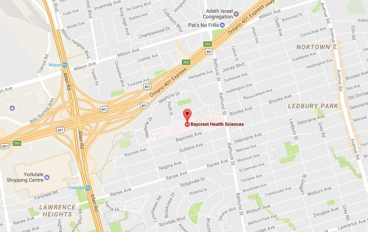 Karte Baycrest Veselības Zinātņu Toronto