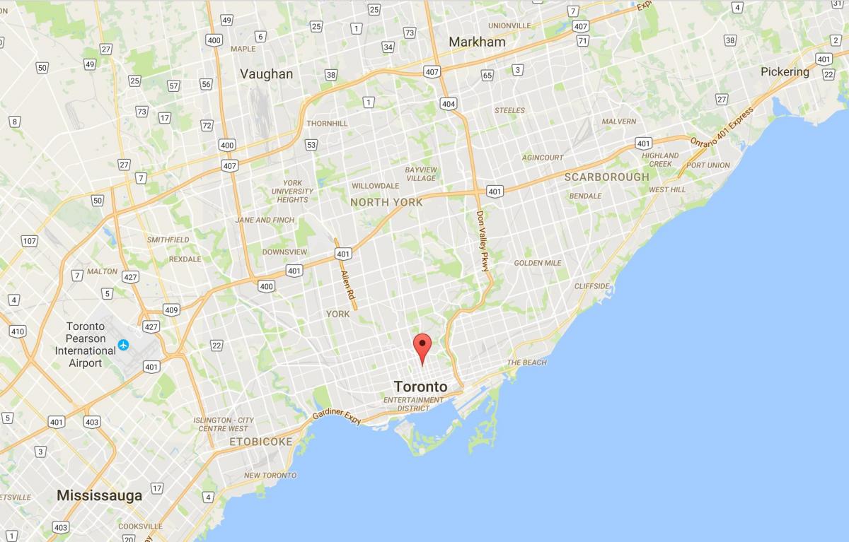 Karte Baznīca un Wellesley rajona Toronto