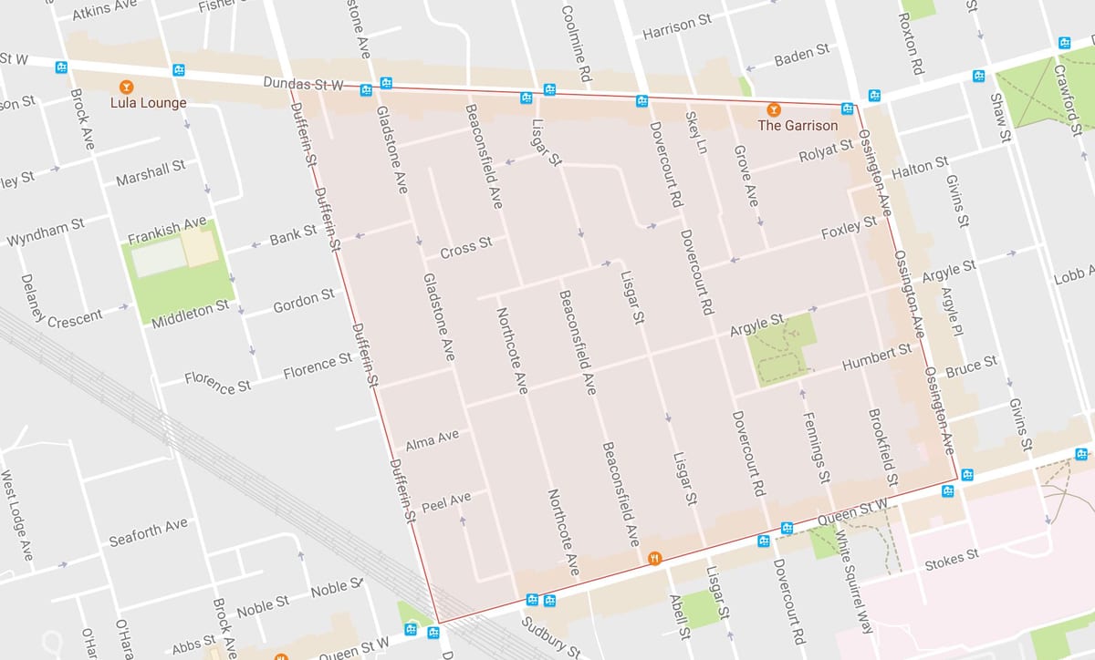 Karte Beaconsfield Ciema apkaimē Toronto