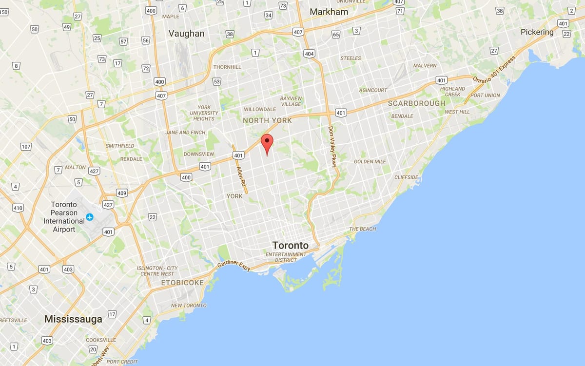 Karte Bedford Park rajonā Toronto