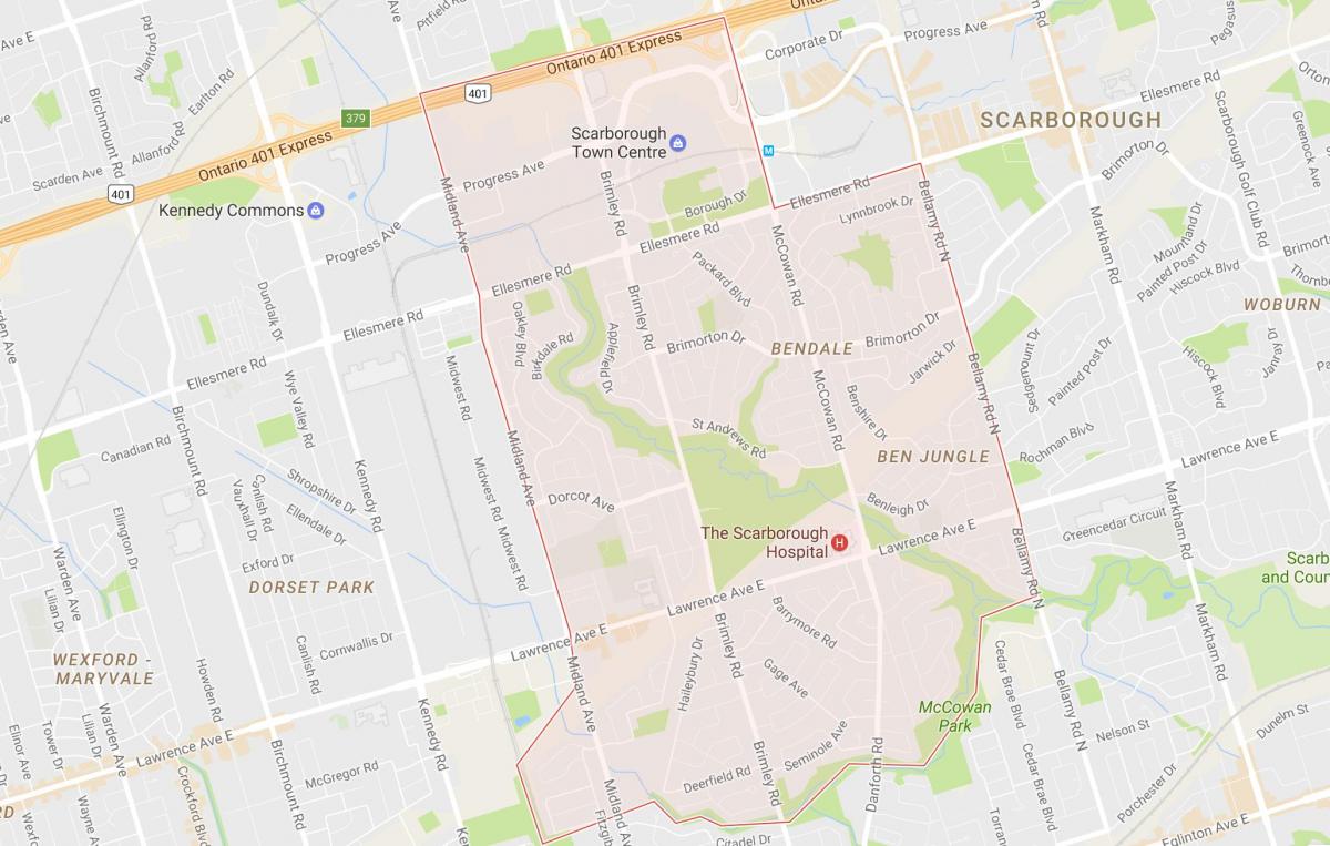 Karte Bendale kaimiņattiecību Toronto