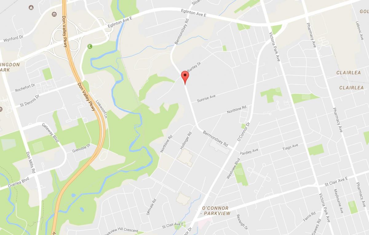 Karte Bermondsey kaimiņattiecību Toronto