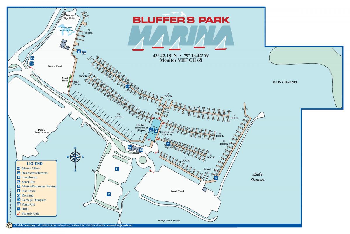 Karte Bluffer ' s Park Marina