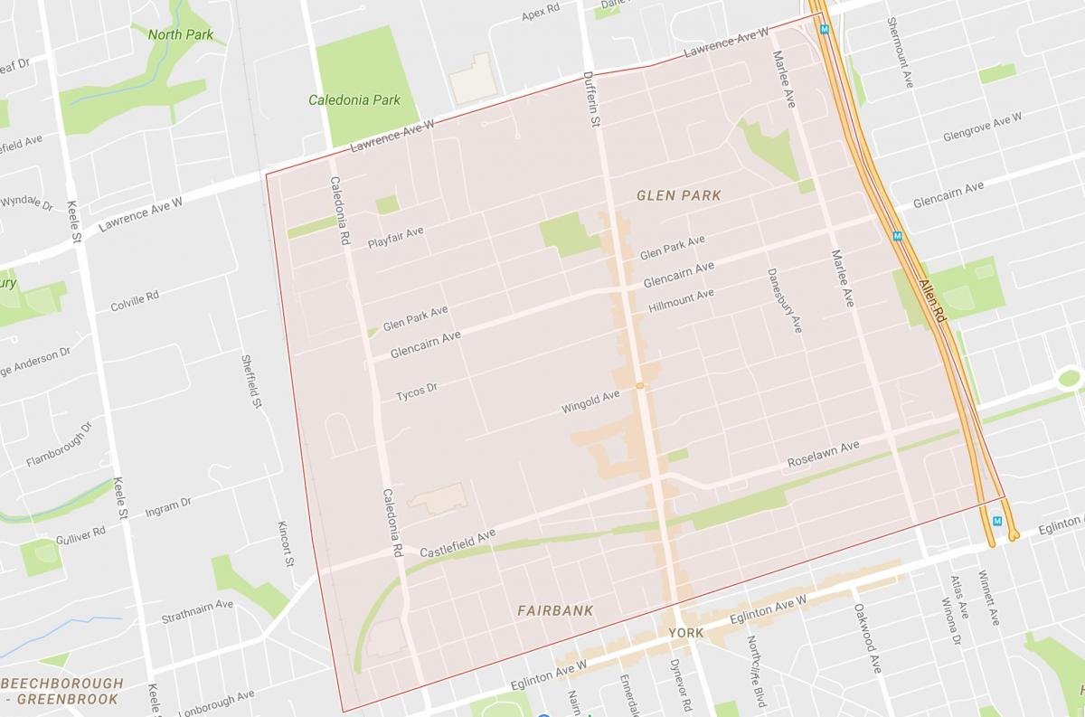 Karte Briar Hill–Belgravia kaimiņattiecību Toronto