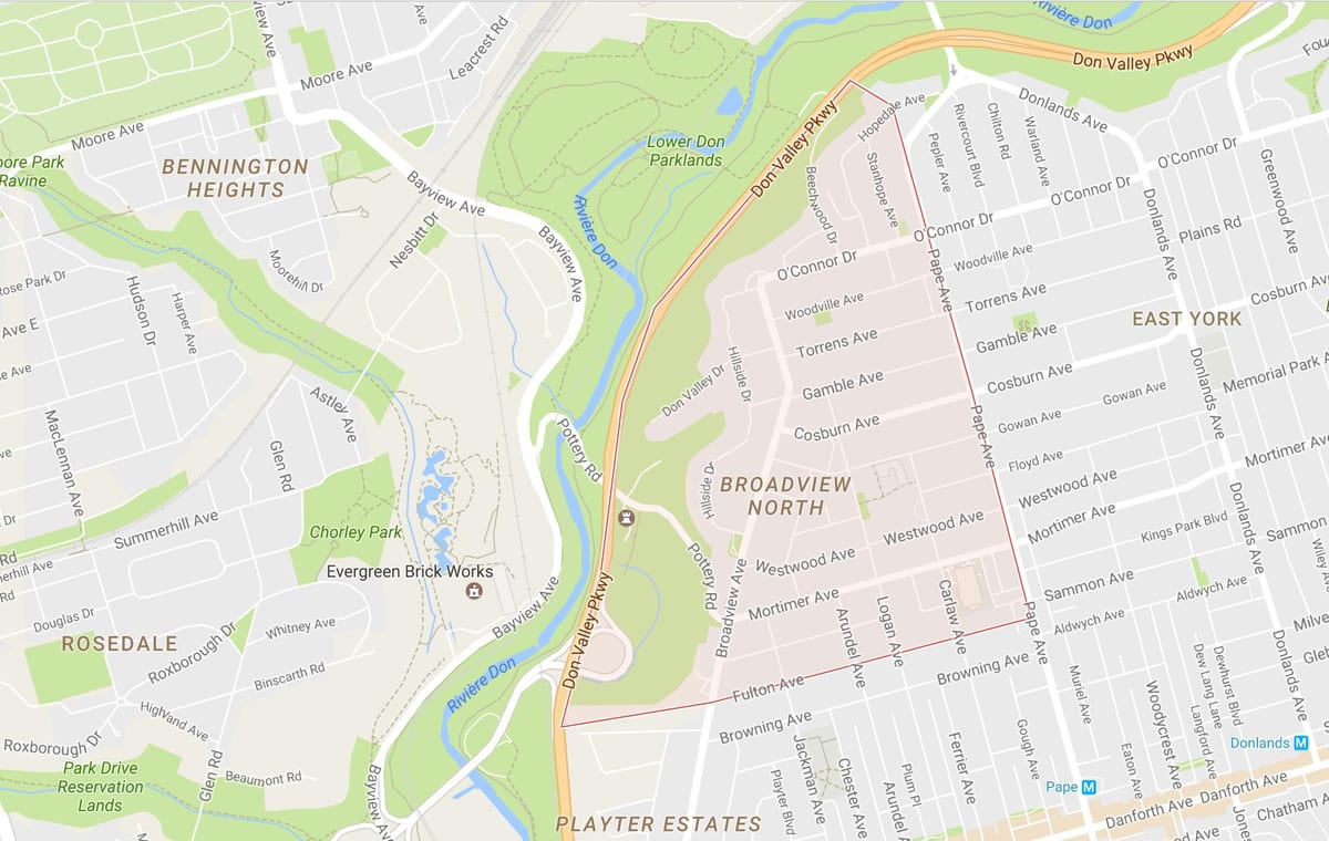 Karte Broadview Ziemeļu kaimiņu Toronto