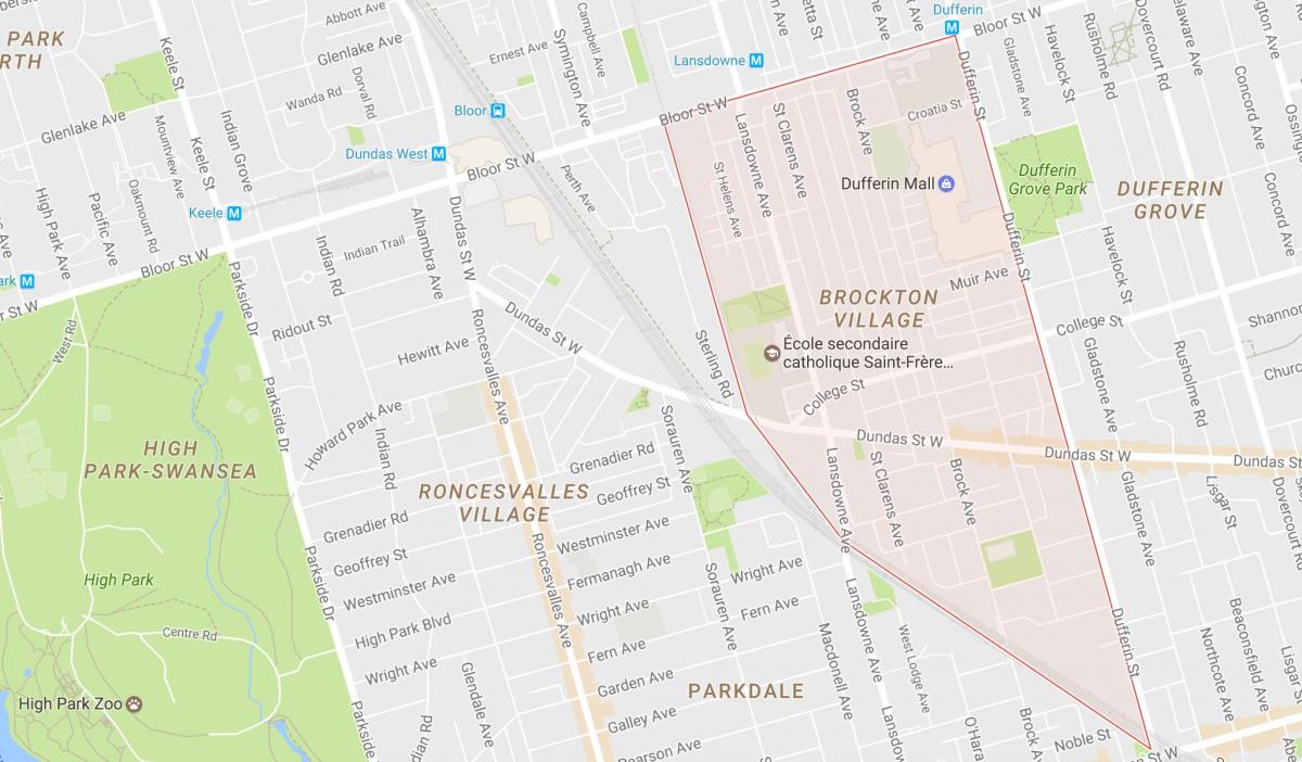 Karte Brockton Village kaimiņattiecību Toronto
