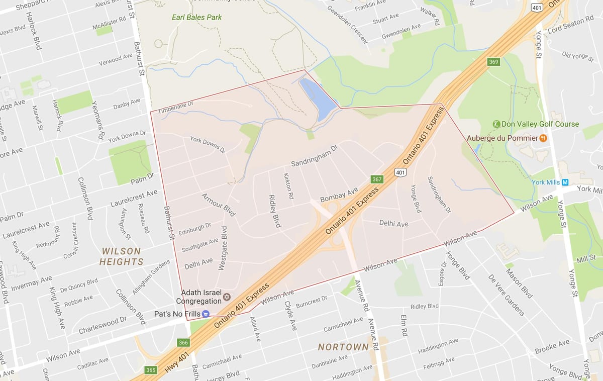 Karte Bruņas Augstumu kaimiņattiecību Toronto