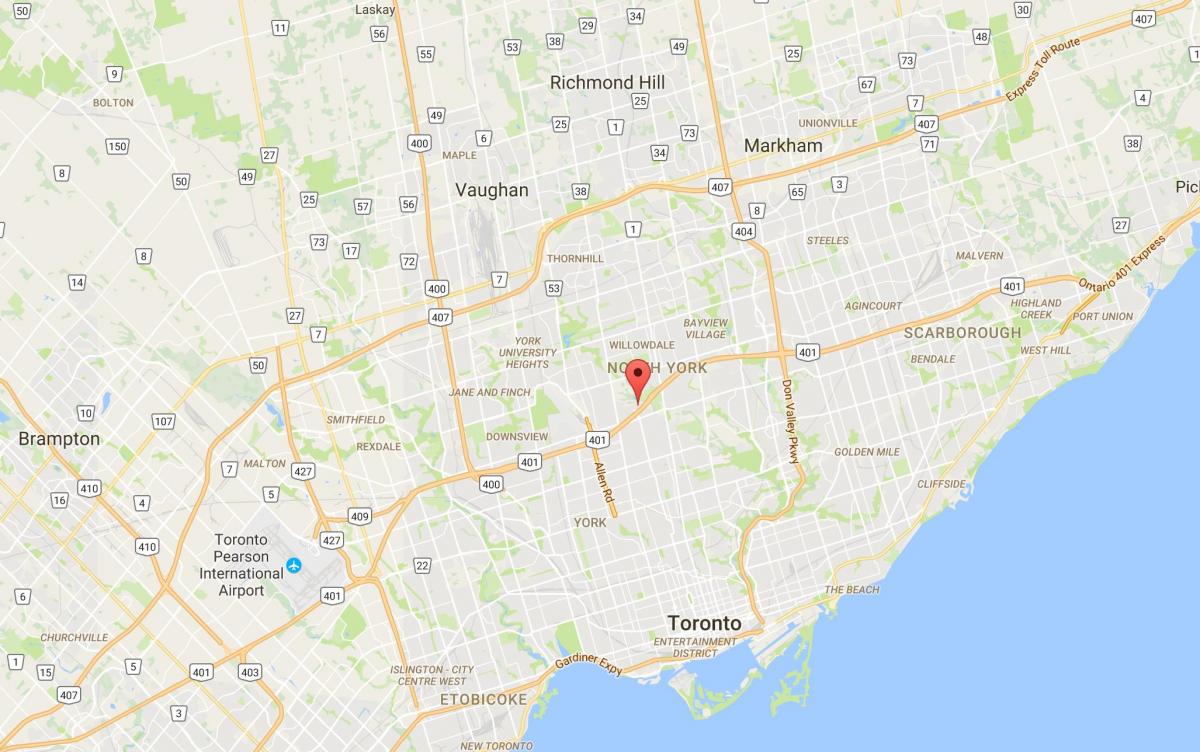 Karte Bruņas Augstumu rajona Toronto