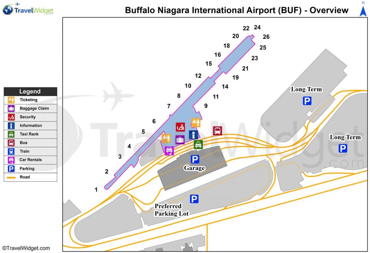 Karte Buffalo Niagara airport