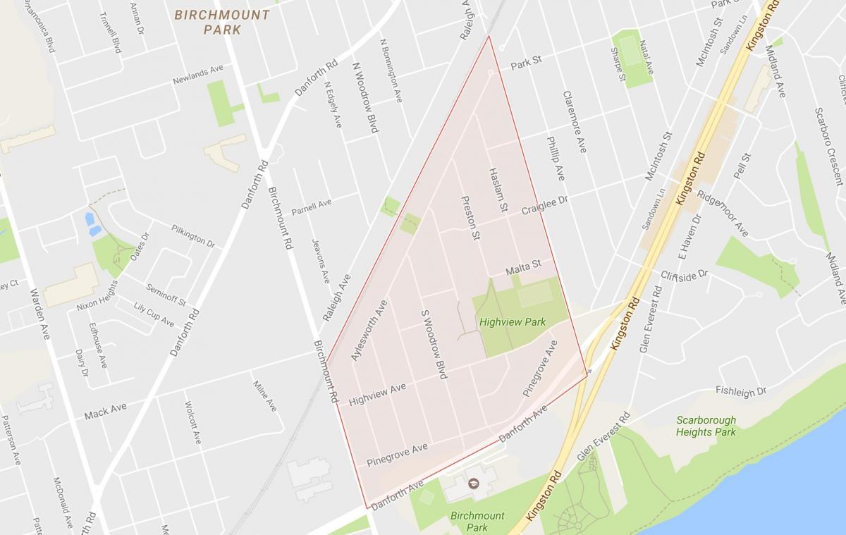 Karte Bērzu Klints Virsotnes kaimiņattiecību Toronto