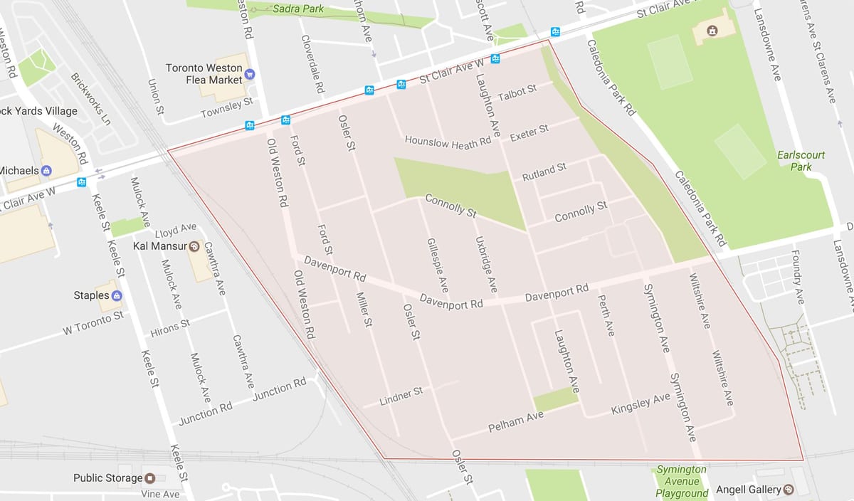 Karte Carleton Ciema apkaimē Toronto