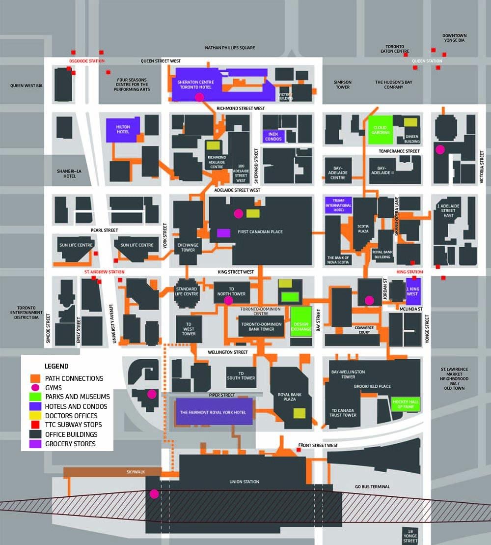 Karte Ceļu Toronto Downtown Gājēju Celiņš