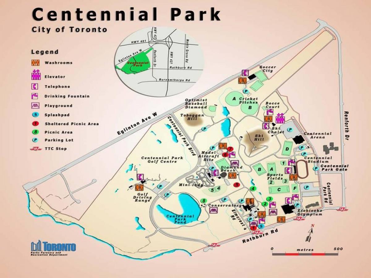 Karte Centennial Park Siltumnīcefekta Toronto