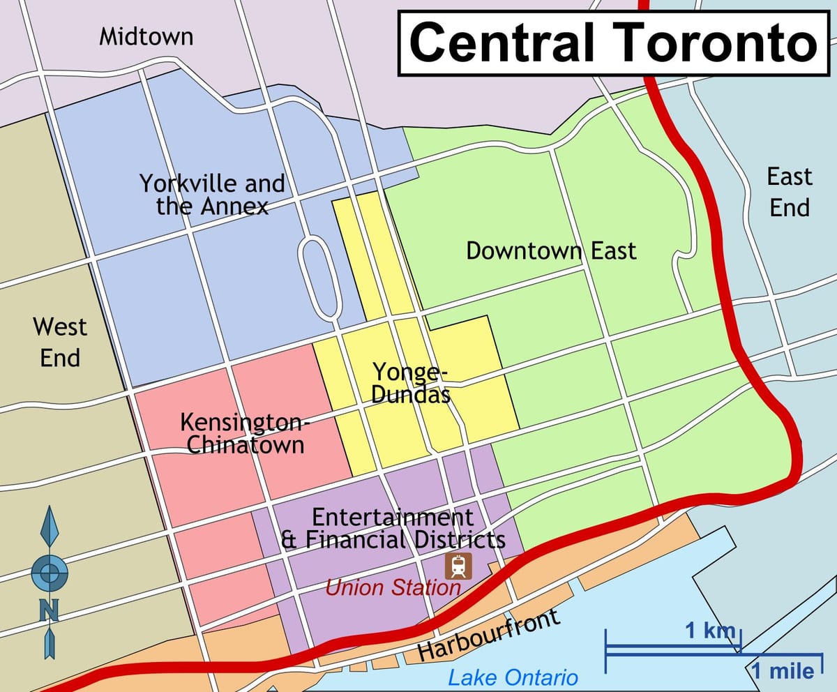 Karte Centrālā Toronto