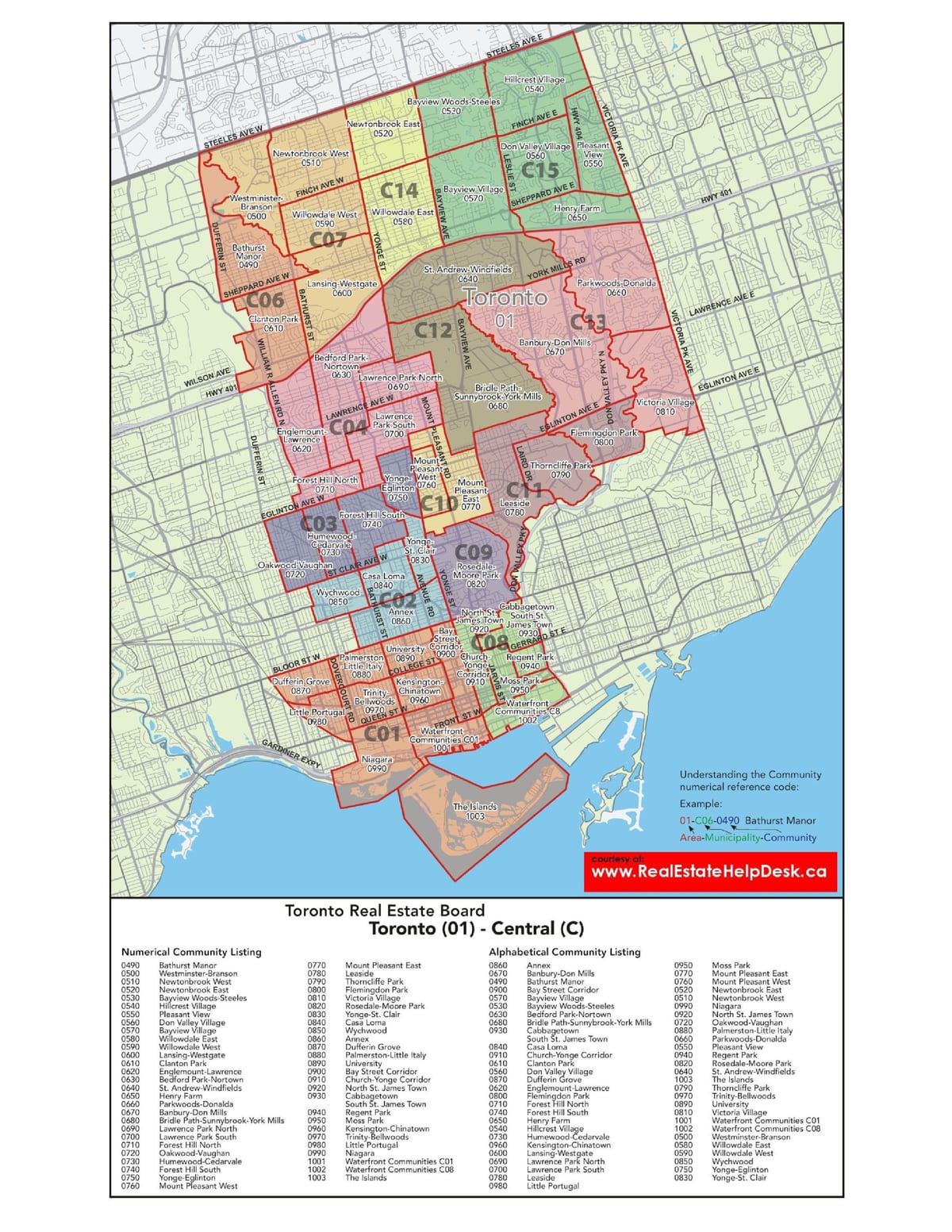 Karte centrālā Toronto