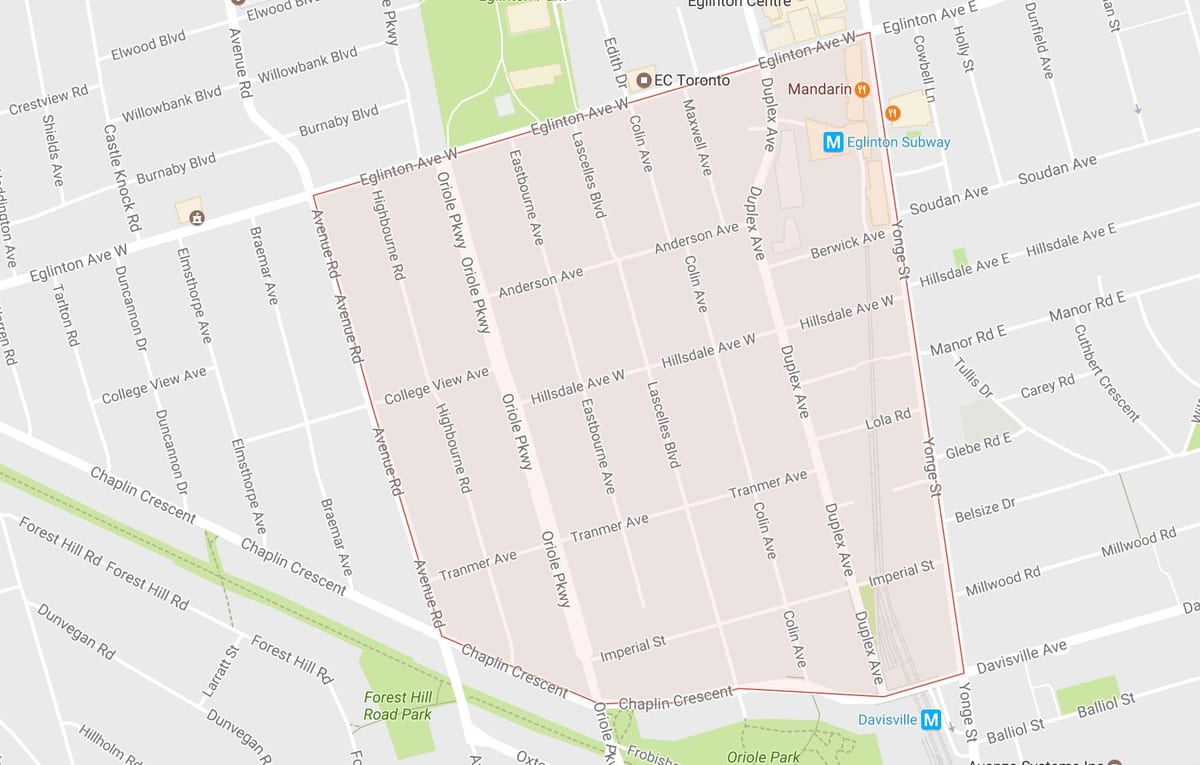 Karte Chaplin Īpašumu kaimiņattiecību Toronto
