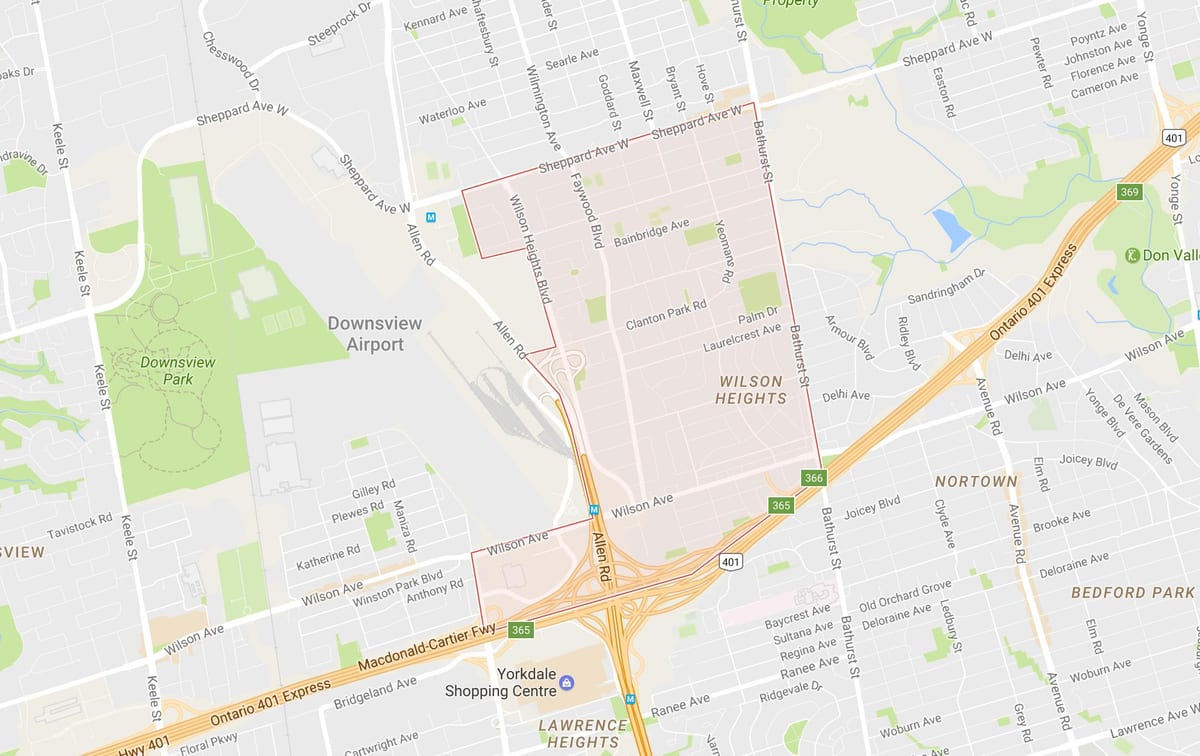 Karte Clanton Park kaimiņattiecību Toronto