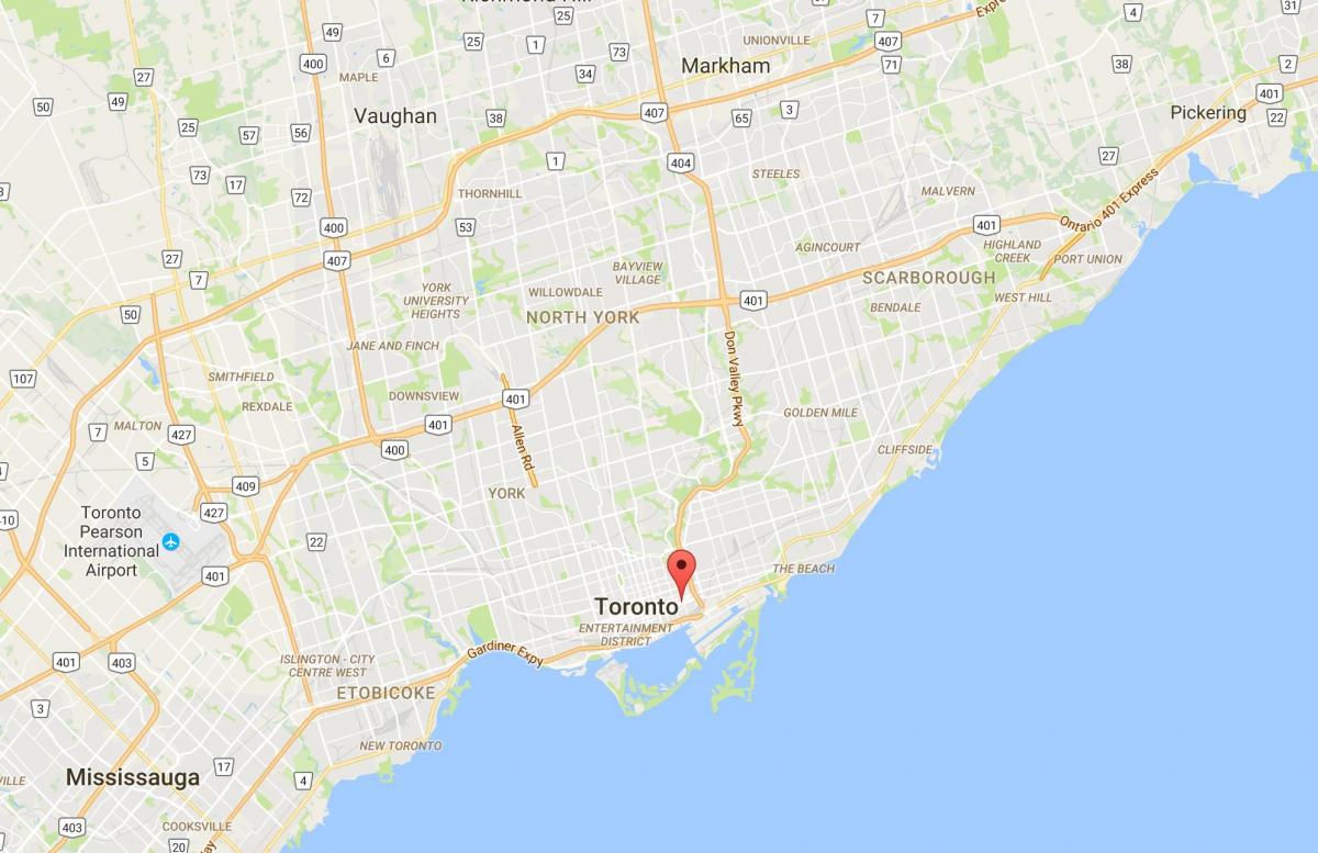 Karte Corktown rajona Toronto