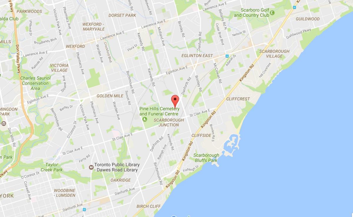 Karte Danforth ceļu Toronto
