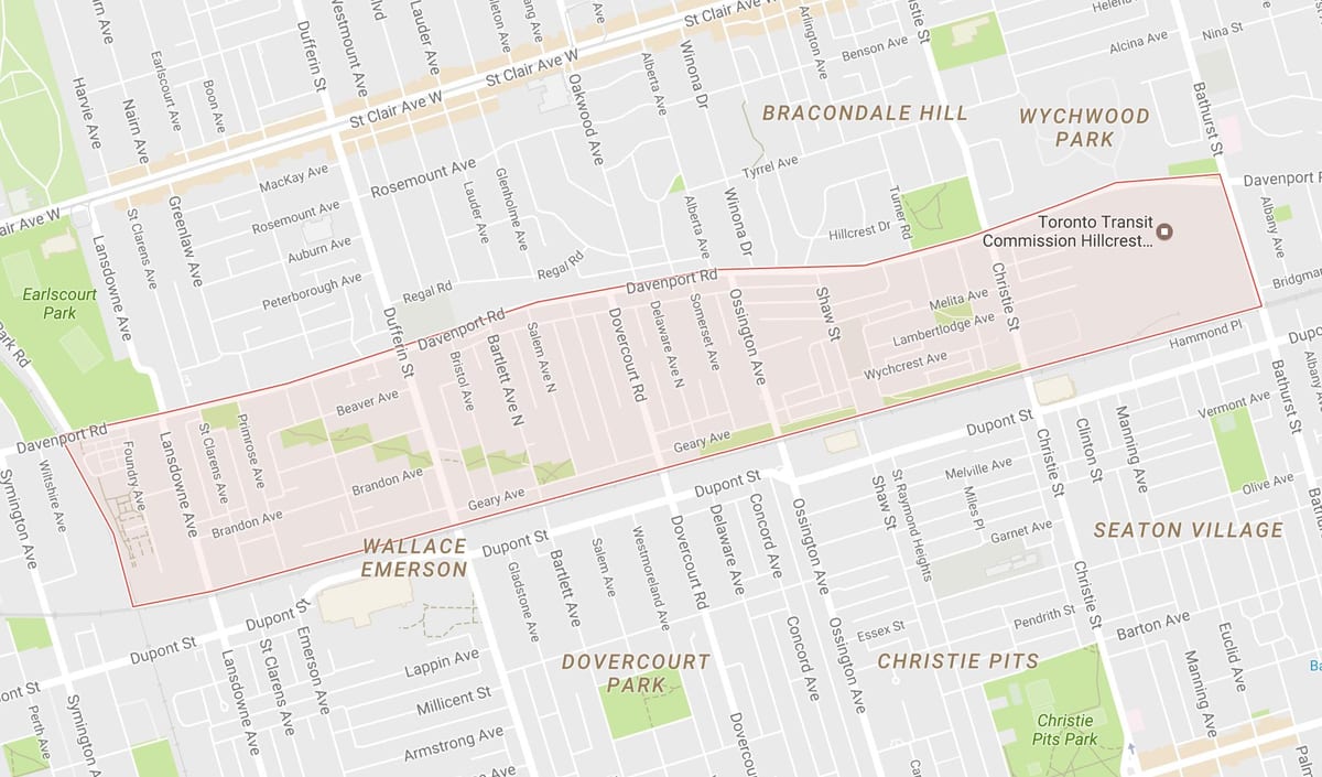 Karte Davenport kaimiņattiecību Toronto