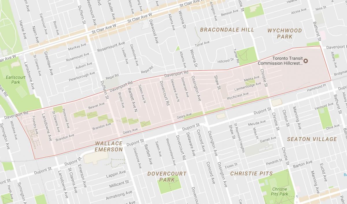 Karte Davenport kaimiņattiecību Toronto