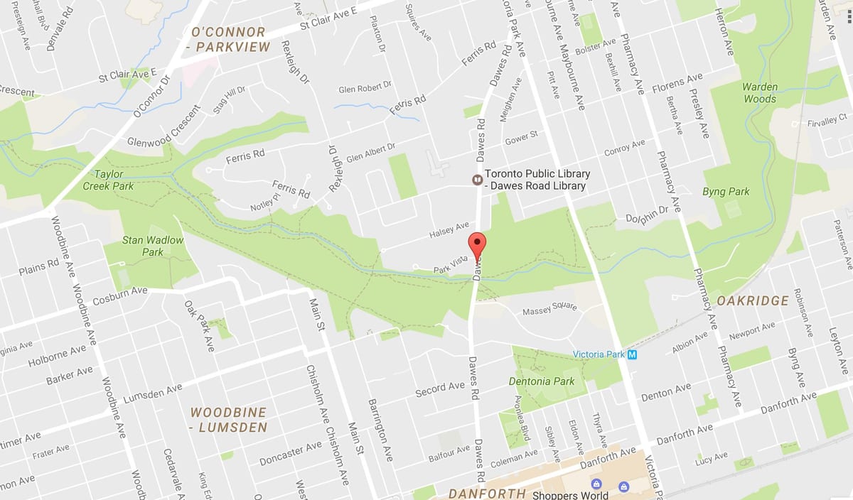 Karte Dawes ceļu Toronto