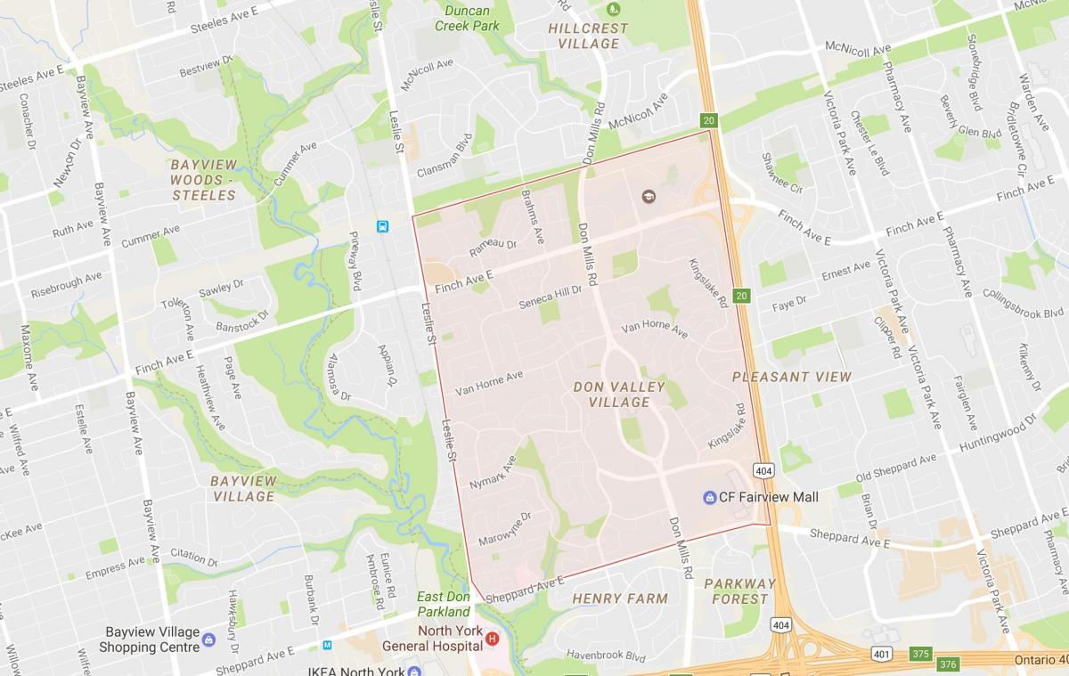 Karte, Don Valley Village kaimiņattiecību Toronto