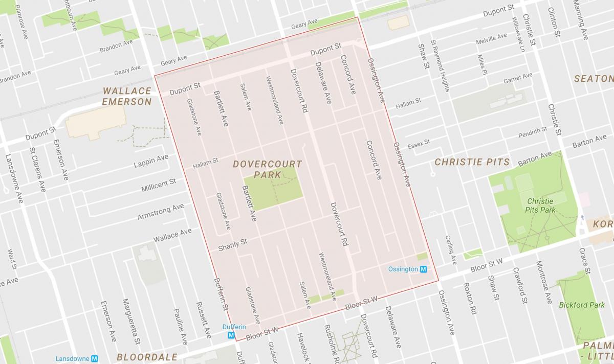 Karte Dovercourt Park kaimiņattiecību Toronto