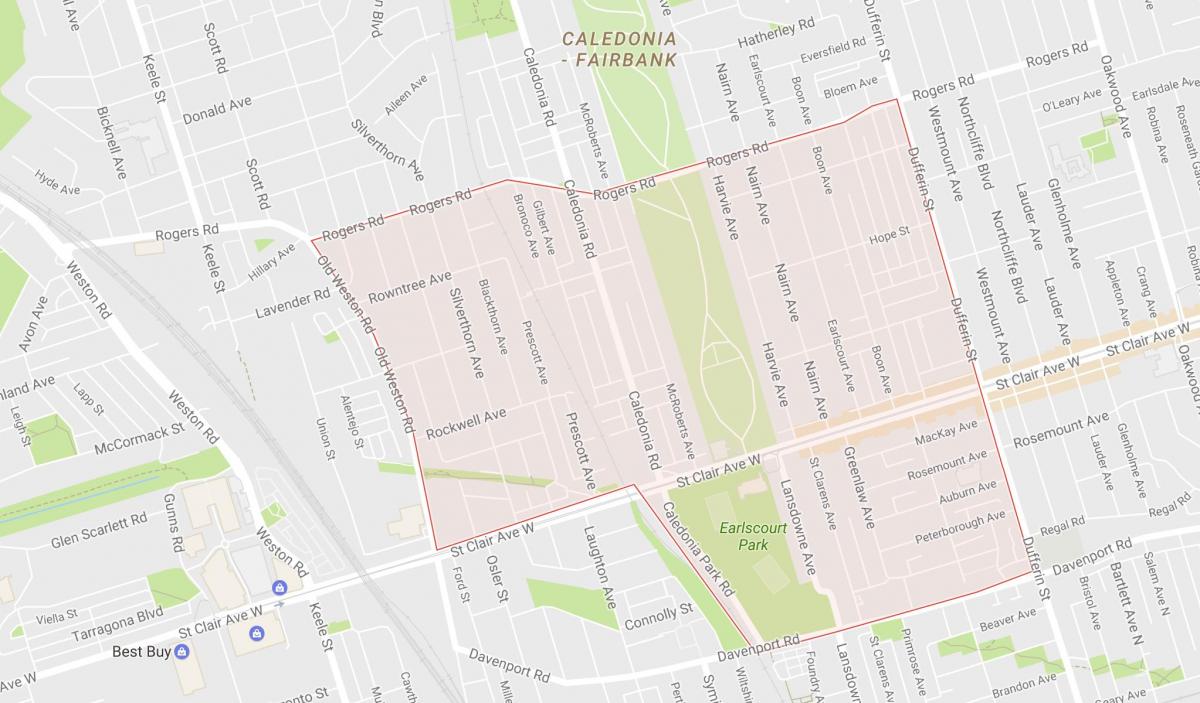 Karte Earlscourt kaimiņattiecību Toronto