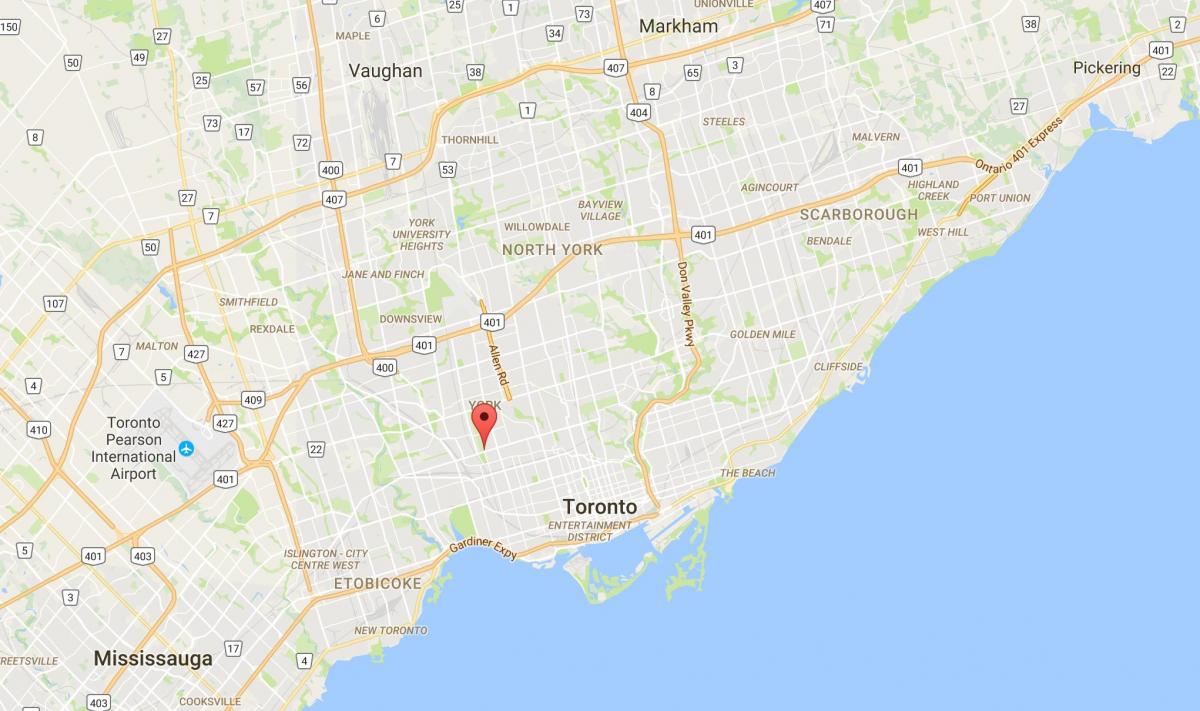 Karte Earlscourt rajona Toronto