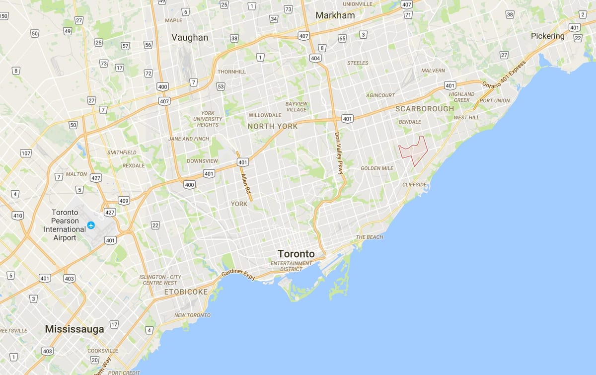 Karte Eglinton Austrumu rajonā Toronto