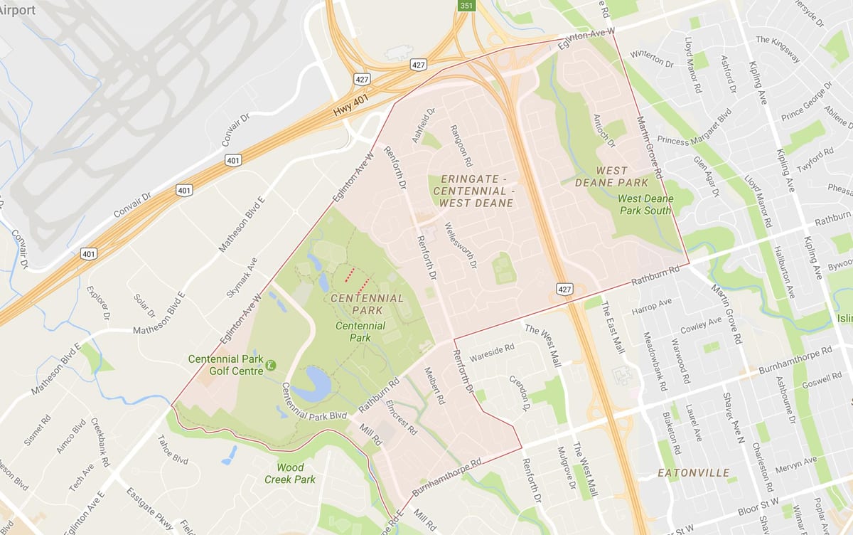 Karte Eringate kaimiņattiecību Toronto