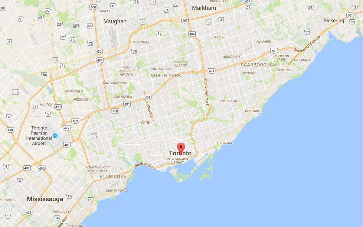 Karte Finanšu Rajonā, rajona Toronto