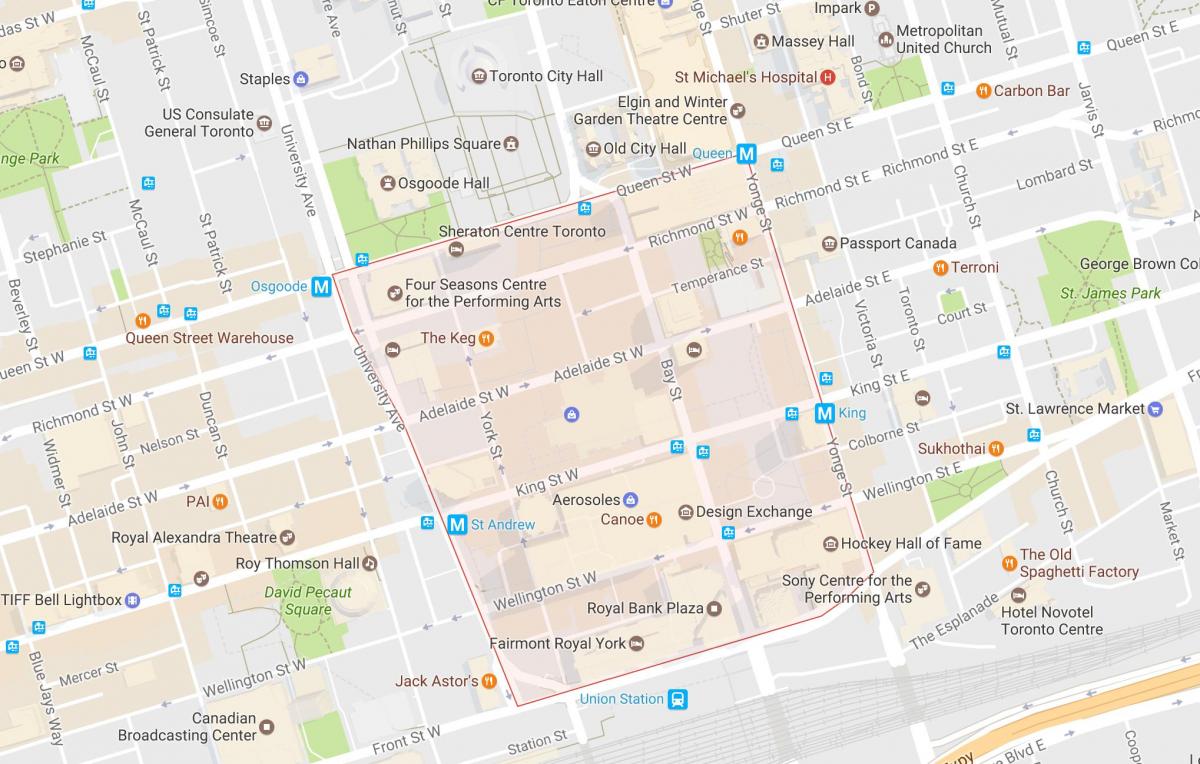 Karte Finanšu Rajonā kaimiņattiecību Toronto