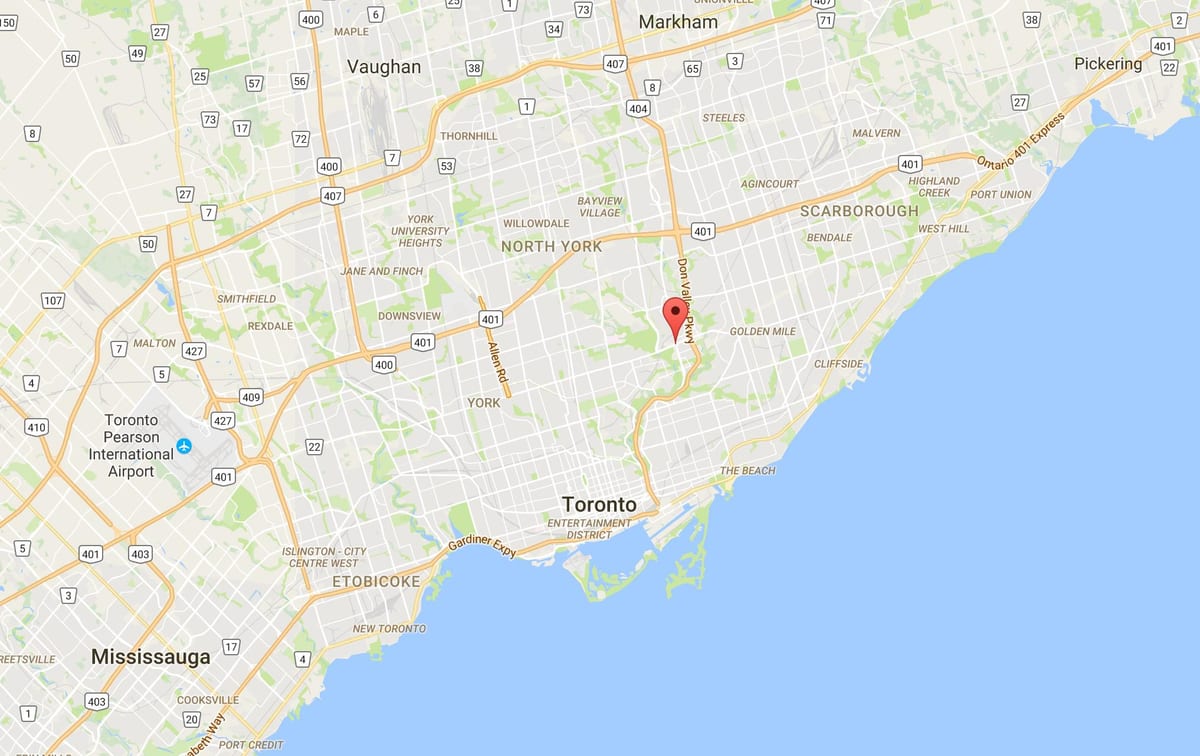 Karte Flemingdon Parka rajonā Toronto