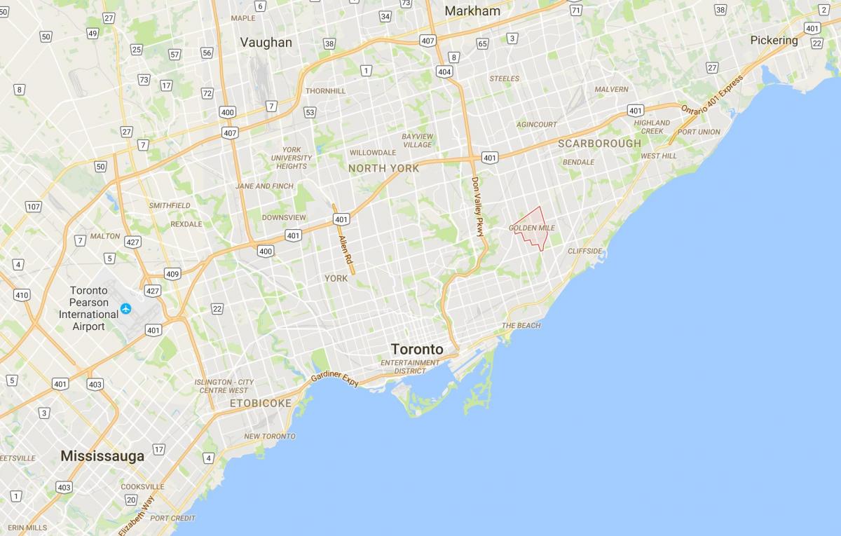 Karte Golden Mile rajona Toronto