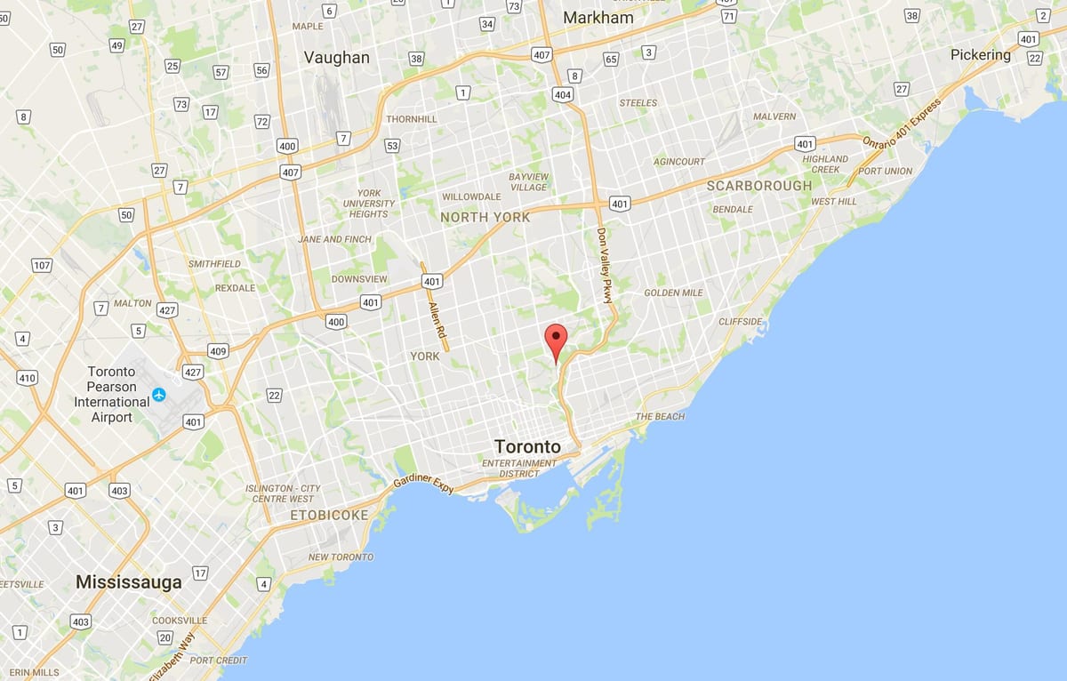 Karte Gubernatora Tilta rajonā Toronto