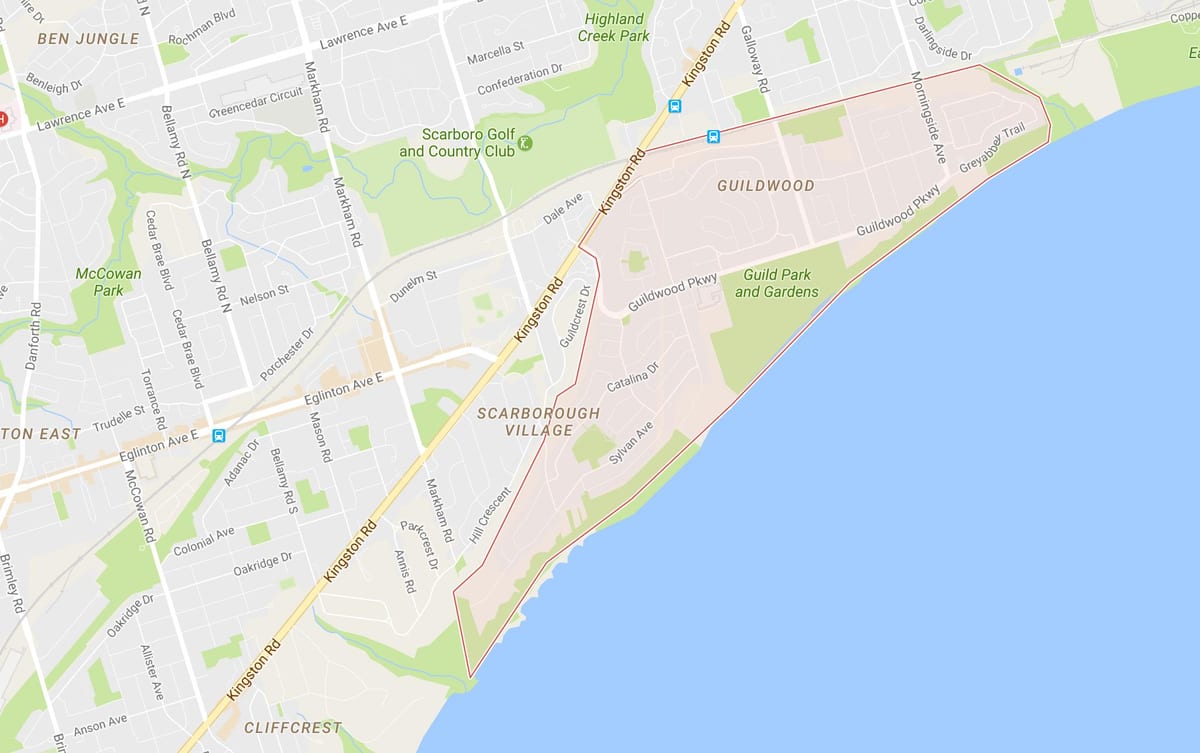 Karte Guildwood kaimiņattiecību Toronto