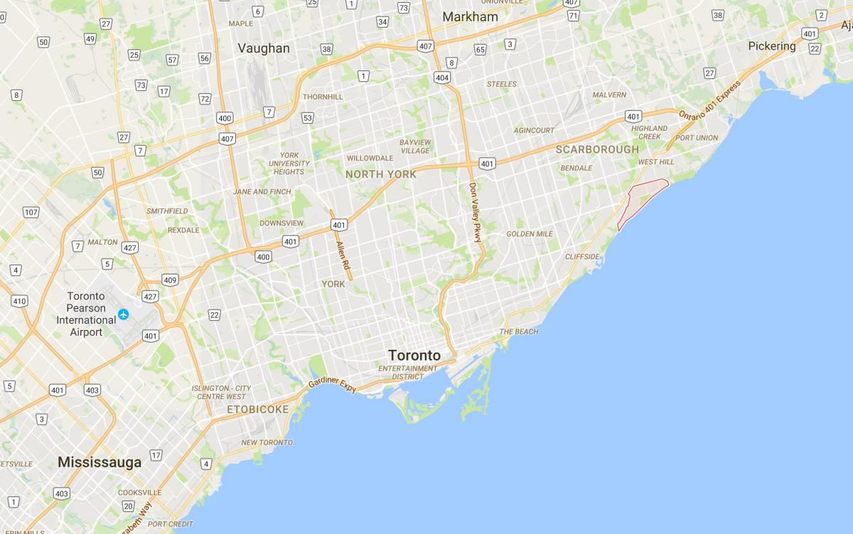 Karte Guildwood rajona Toronto