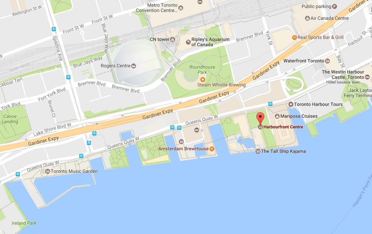 Karte Harbourfront kaimiņattiecību Toronto