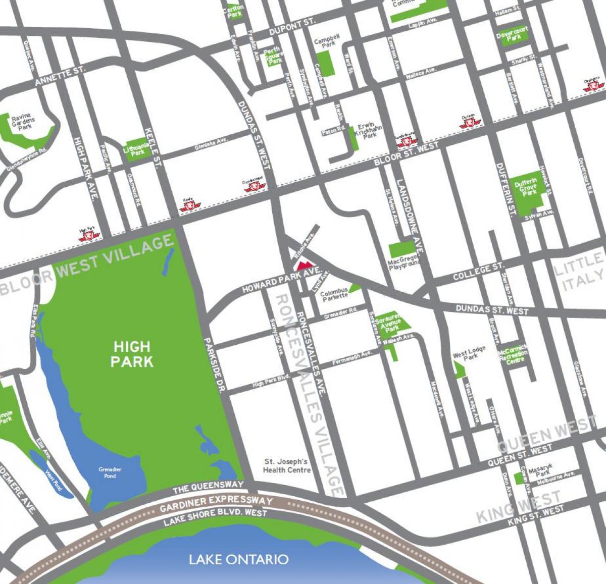 Karte High park Toronto pārskats
