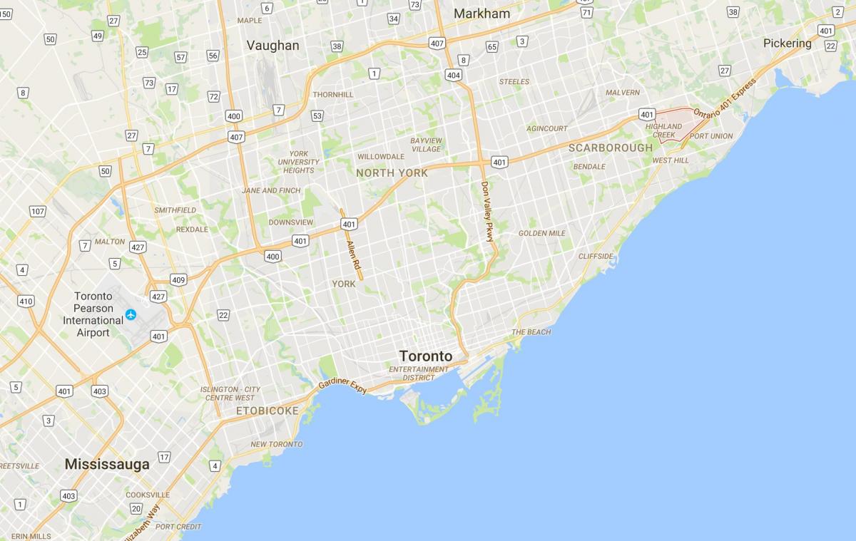 Karte Highland Creek rajona Toronto