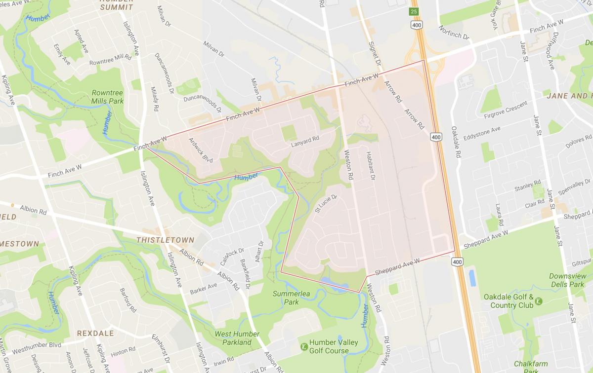 Karte Humbermede kaimiņattiecību Toronto