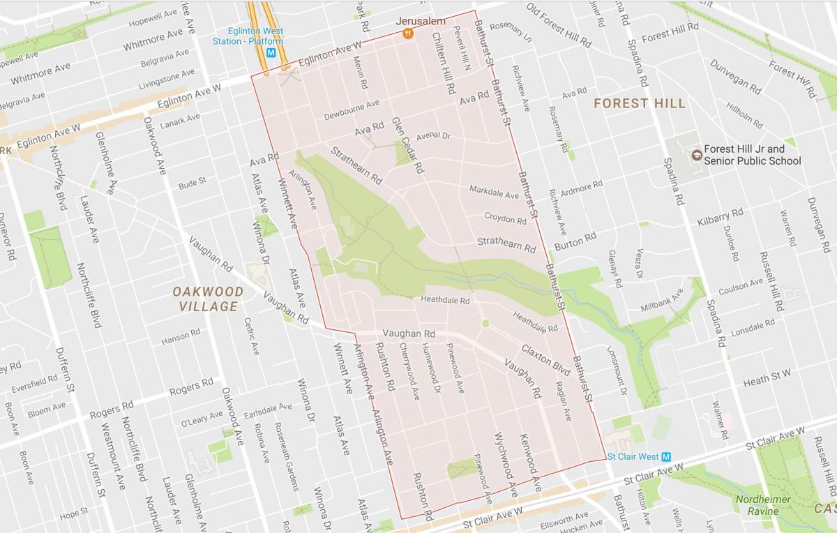 Karte Humewood–Cedarvale kaimiņattiecību Toronto