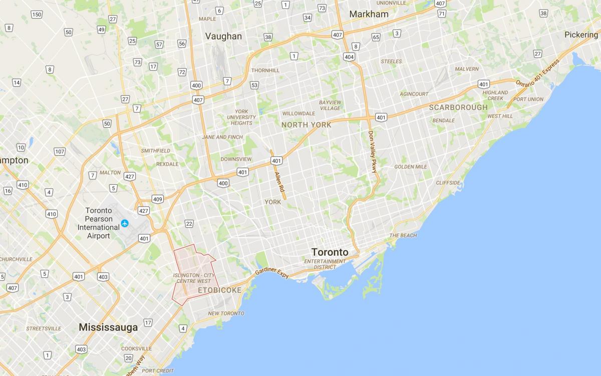 Karte Islington-City Centre, West district Toronto